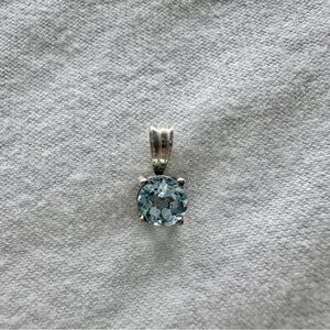 Sterling Silver 4 Prong round cut blue topaz necklace pendant